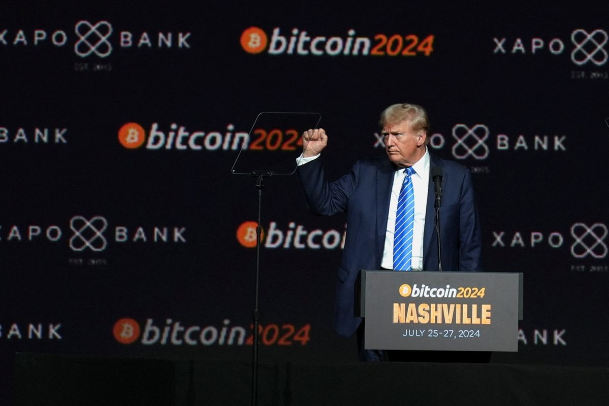 Дональд Трамп на конференції Bitcoin 2024 / Скріншот відео промови Трампа від The Times