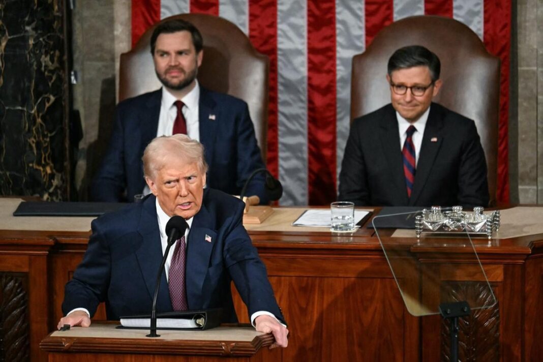Дональд Трамп під час виступу в Конгресі / Фото: з відкритих джерел
